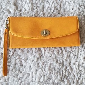 Splash Mustard colored wristlet wallet